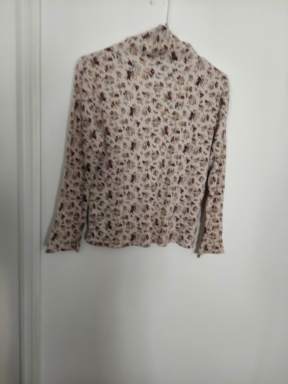 One Step Ahead Cream Floral Mock Neck Long Sleeve Top